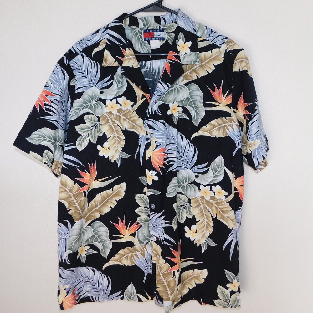 Tommy Hilfiger Hawaiian Shirt Adult XL Vintage Button Up Graphic Made in USA